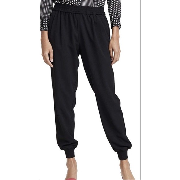 Joie Pants - Joie Women's Mariner Black Crepe Double Pleat Jogger Pants Trousers LARGE J099